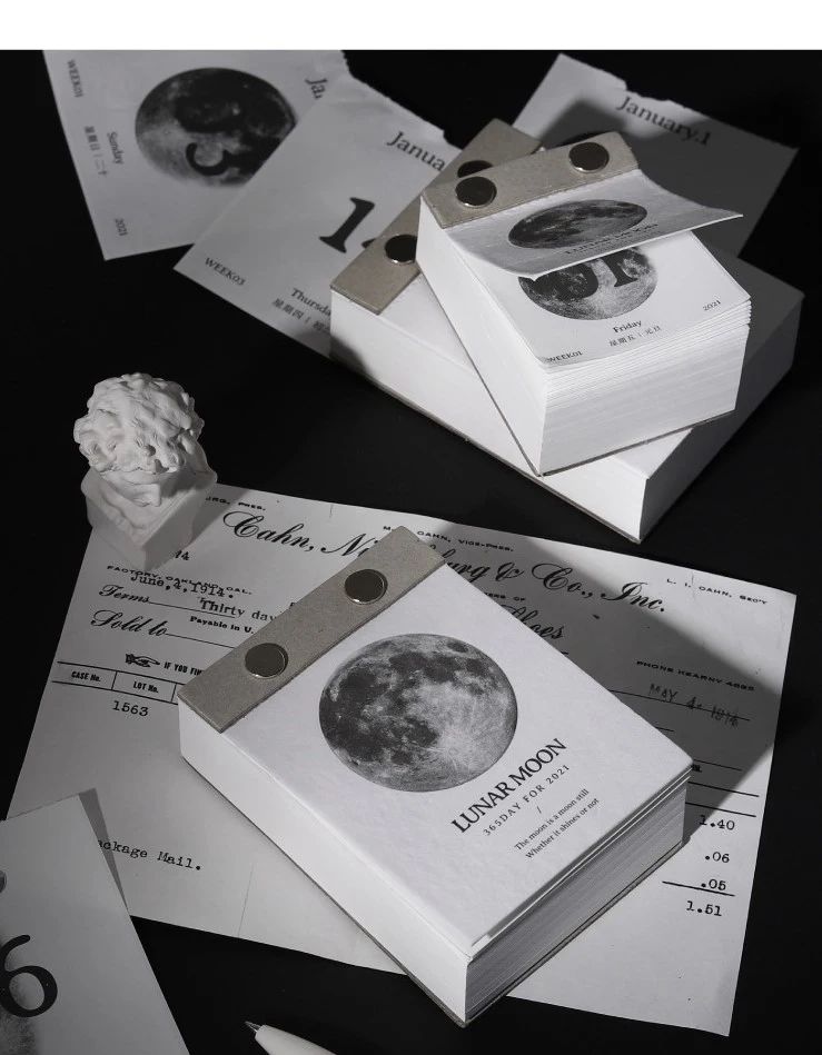 Lunar Moon Printing Design Retro Tearable Daily Calendar