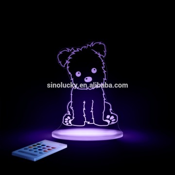Engraving process puppy image motion sensor led night light