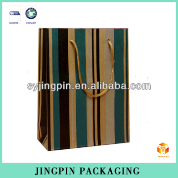 factory rigid stripe pattern kraft paper bag