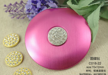 Small round Foldable makeup mirror/ professional aluminum makeup mirror with rhinestones