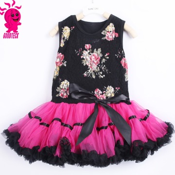 Wholesale girl's hot pink tutu dress, girls puffy sleeveless pettiskirt