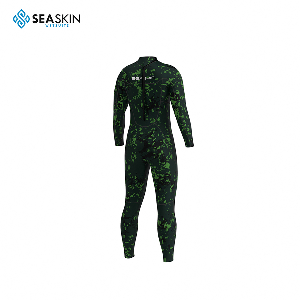 Seaskin 2mm Neopren Erkekler İçin Tek Parça Wetsuit Geri Zip Uzun Kollu Dalış Takımı