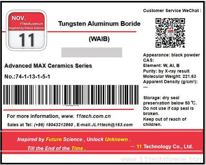 Two dimensional transition metal WAlB Black powder