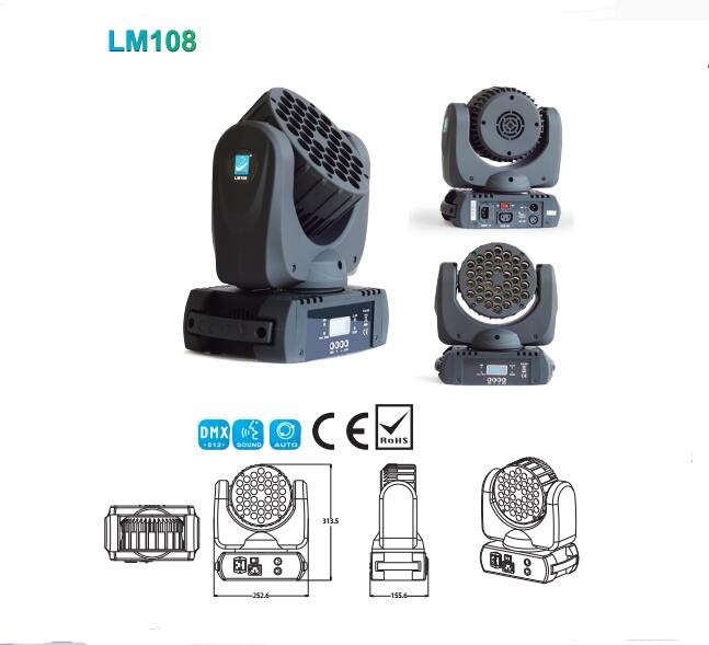 36*3W LED Moving Head Beam Wash light LM108 Stage Led Light Moving Head Light