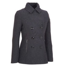 Wool Peacoat with Zipper Side Pockets
