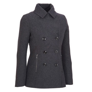 Wool Peacoat with Zipper Side Pockets