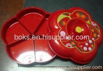 Plastic Christmas 5 Compartments Plates With Lid 