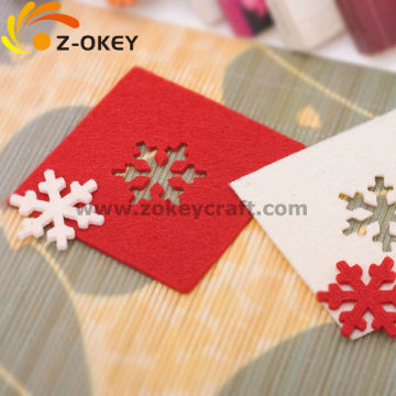 best price Snowflake laser cut square mat Christmas felt coaster