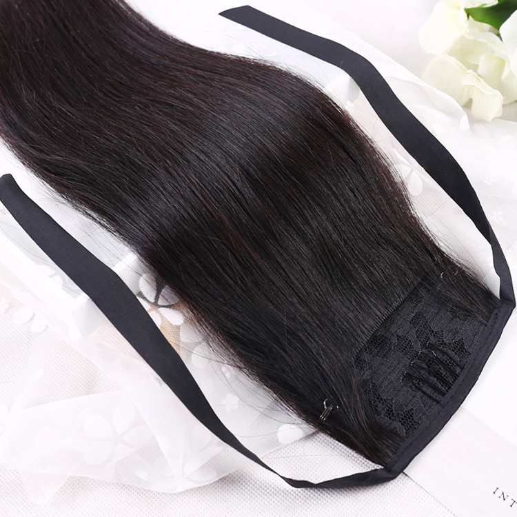 Natural Wrap Around Drawstring Ponytail 100% Virgin Human Hair Silky Straight, Remy Brazilian Human Hair Pony tails