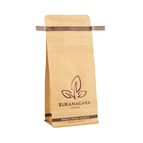 Kraft Paper Flat Bottom Coffee Pouch med Tintie