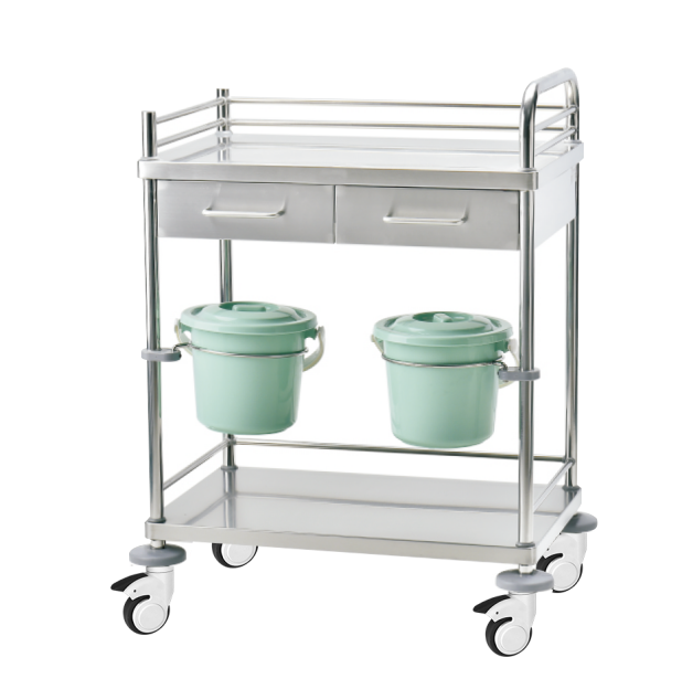 Stainless Steel Treatment Trolley with Two Drawers