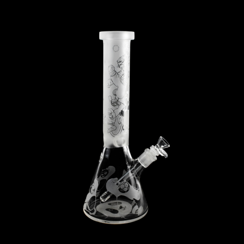 Ketebalan 7mm sandblasted borosilicate kaca bikar tangan kepala yang ditiup kaca berat 420 merokok paip air tembakau