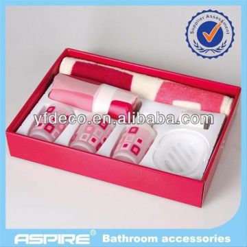 7pcs plastic modern bathroom cup into solid box