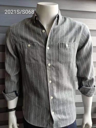 Camicie senza scolorimento da uomo per indumenti per il tempo libero a strisce grigie