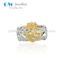 Fashion Gold Plating Tube Shape European Bead Charms Silver DIY Charms Silver 925