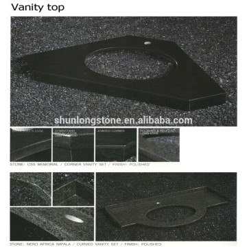 Black Granite Vanity top,prefabricated Granite vanity top