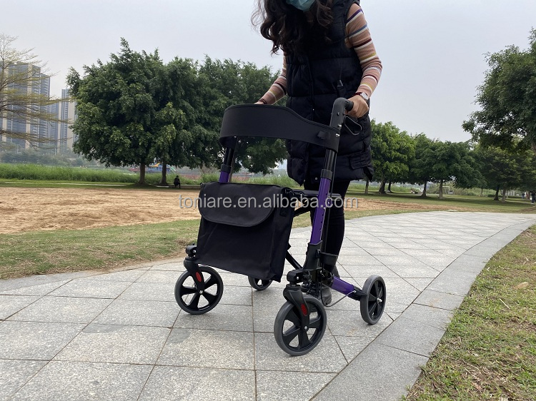 Outdoor and Indoor Portable Rollator Aluminum Walking Aids Walker Easy for Storage TRA01