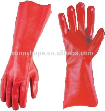 red PVC gauntlet gloves