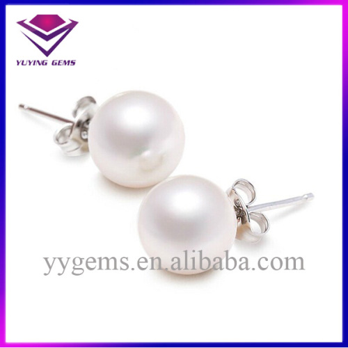 Hot Sale Allergy Free 925 Sterling Silver Jewelry Simple Design Freshwater Pearl Stud Earrings