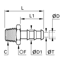 Tailpiece Adaptor For Rubber Hose Male BSPT Thread