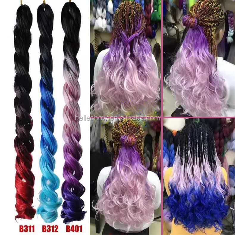 Hot sell  20inch 100g wholesale crochet braid fiber jumbo braids deep wave hair ombre synthetic braiding hair extensions