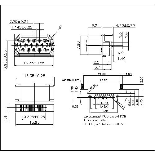 Sdr14 15fxx 14 Vga Short Body Female Reverse Cl 0 5mm Slim Type