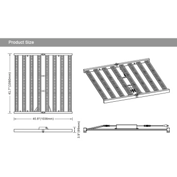 LED dobrável crescer barra de luz alta potência ppfd