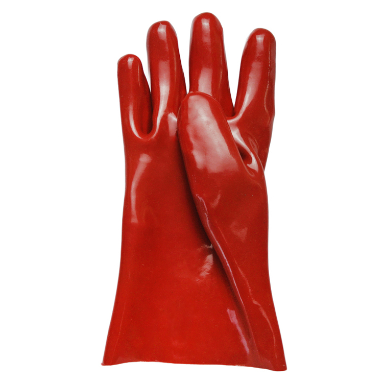 Red pvc gloves oil resistant safety working glove