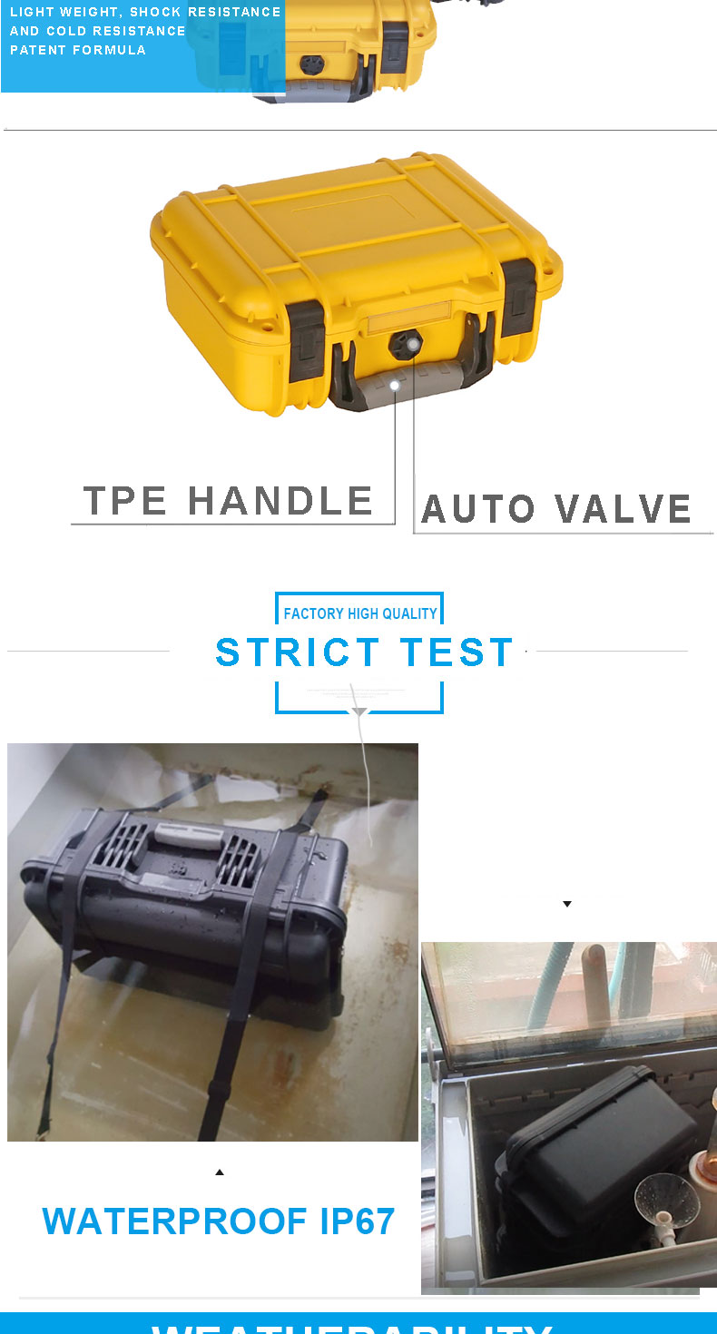 D2812 Small Size Hard Engineering PP Material Plastic Flight Case for Equipment Protective Case with Padded Foam Inside