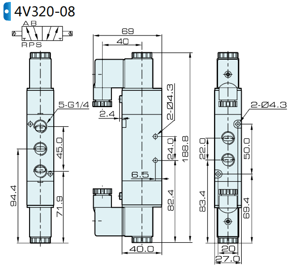 4V320-08 DIMENSION