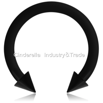 Black PVD Steel Circular Barbell with Cone