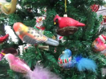 hand blown glass Christmas bird ornament