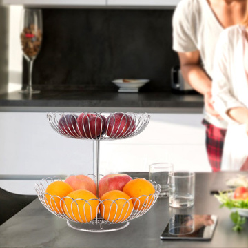 Creative 2-Tier Fruit Bowl Metal Wire Fruit Basket