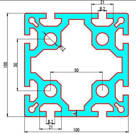 100x100 aluminium extrusion profile 100mm aluminium alloy 100x100 profil en aluminium