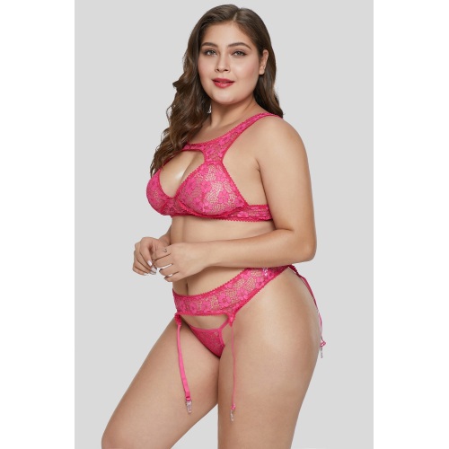 Benutzerdefinierte Plus Size Spitzen-BH-Set Dessous