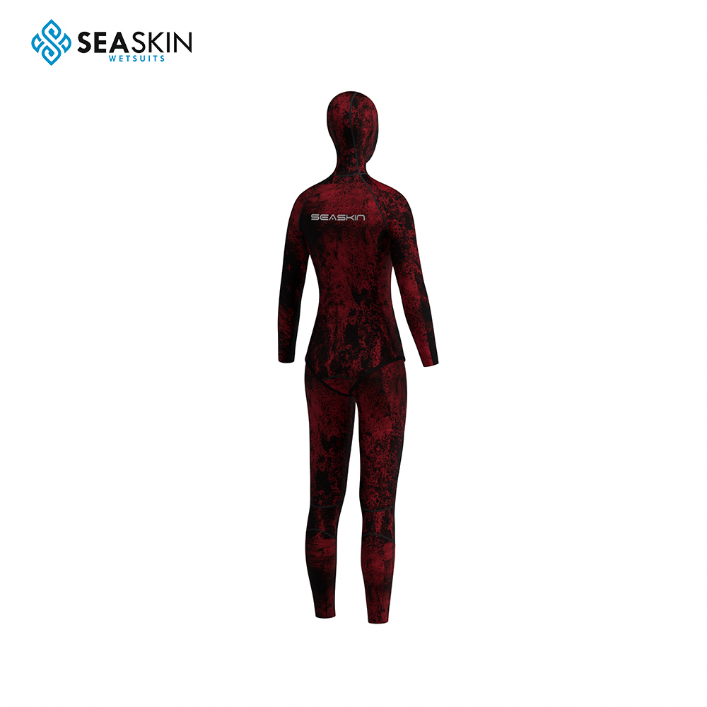 Ladies Seaskin Red Camo Two Pieces Spearfishing Wetsuits