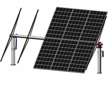 A row solar panels flat single-axis trackers