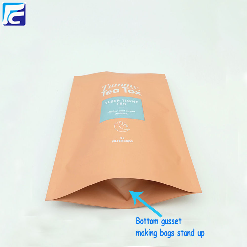 Ziplock foil plastic coffee packaging custom tea bags