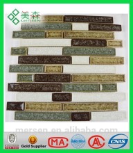 AJ021 Crystal glass random strip ceramic mosaic tiles