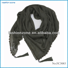 polyester solid color fringe square scarf wholesale