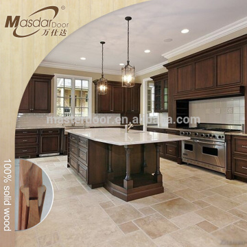 2015 new style dark cherry wood kitchen cabinets