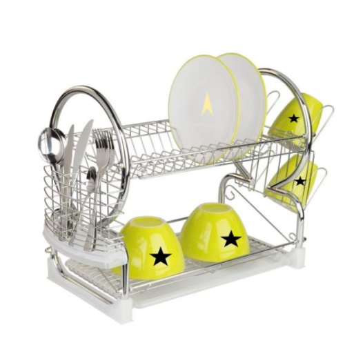 Modern countertop vertical metal dish rack