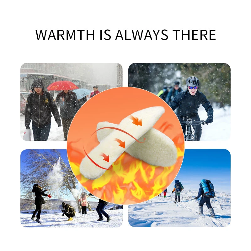 Warm Sheepskin Shoe Insoles in Winter Soft and Comfortable