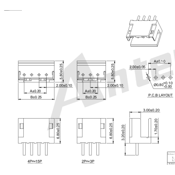 2.00mm pitch 180° Wafer Connector Series AW2007VD-NP