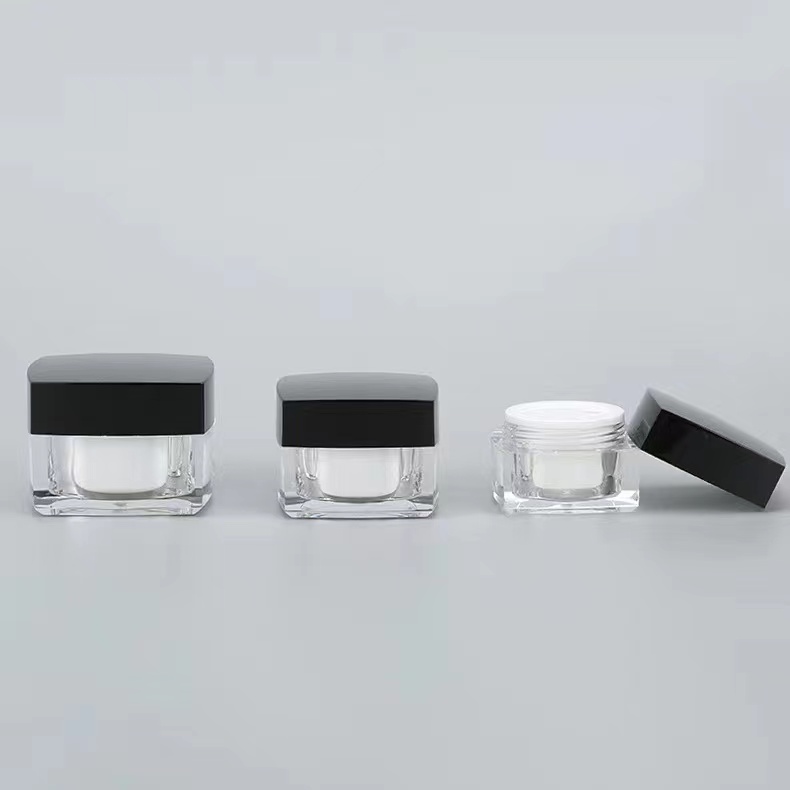 Clear Black Square CosmeticCream Podwójny Akryl Z Pokrywką