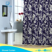 Deep Blue forest new products polyester shower curtain hook less