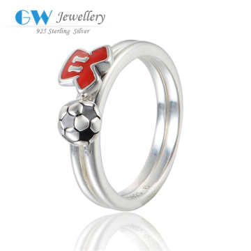 New Arrival Silver Ring Hotsell Sports Football Jersey Silver Ring Unisex Party Ring