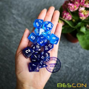 Bescon Super Glow in the Dark Nebula Glitter Polyhedral Dice Set NORTHERN LIGHT, Luminous RPG Dice Set, Glowing Novelty DND Dice