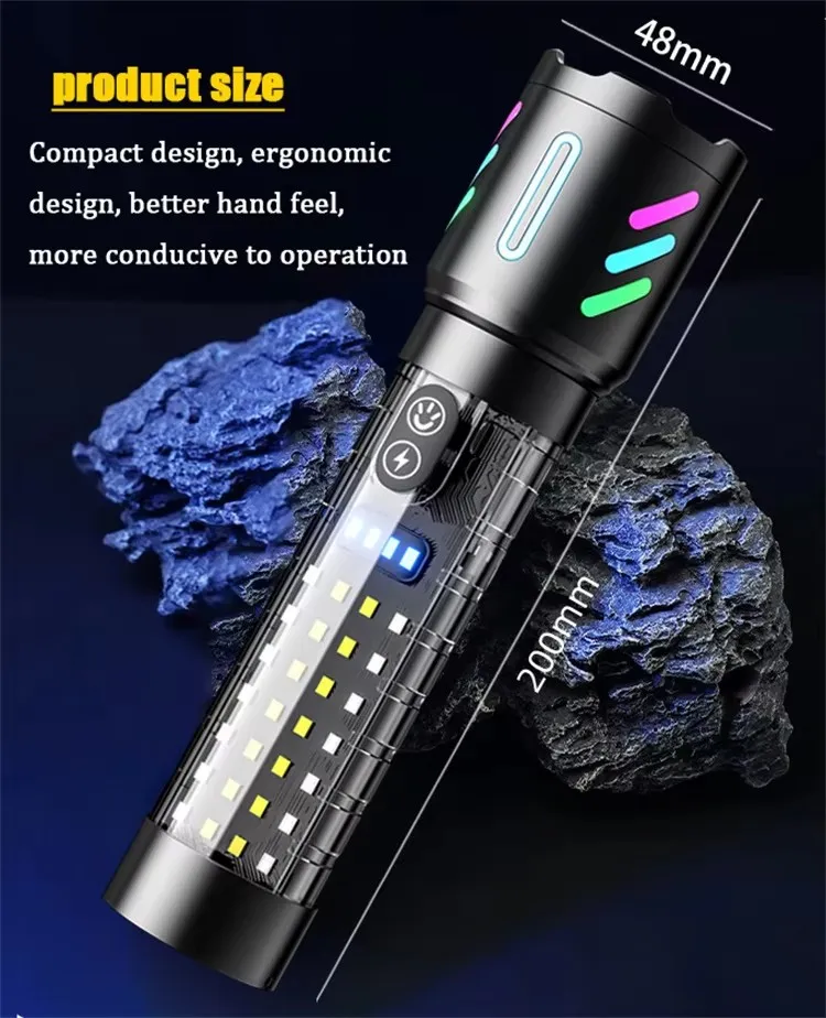 High-Powered White Laser Fluorescence Alloy Flashlight with Zoom