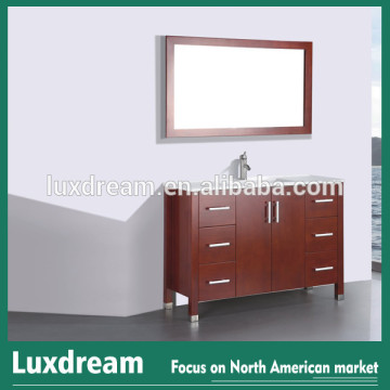 classical cherry floor standing bathroom vanity with ceramic sink